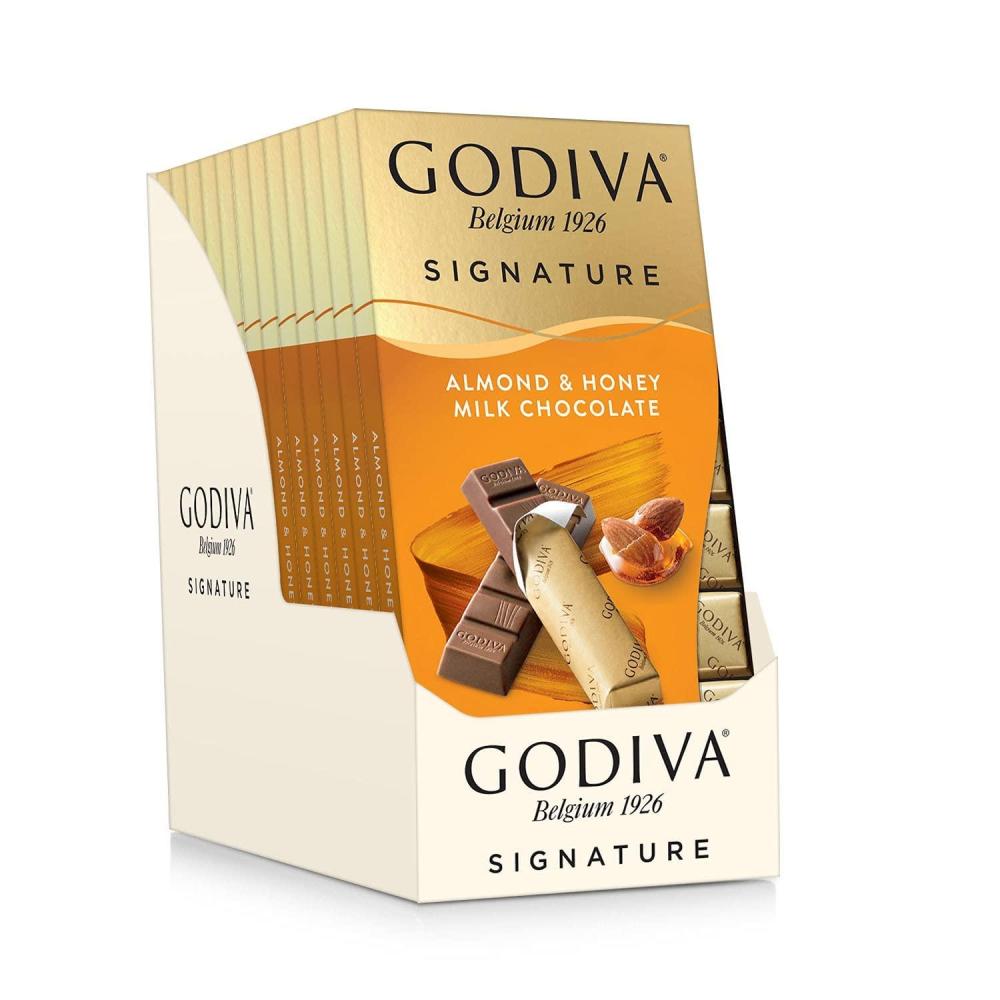 imageGodiva Chocolatier Chocolate Signature Mini Bars72 Cacao Dark 31 Ounce Pack of 12Almond  Honey Milk Chocolate