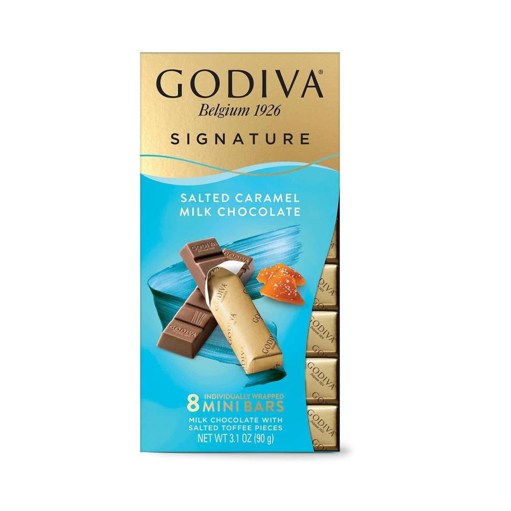 imageGodiva Chocolatier Chocolate Signature Mini Bars72 Cacao Dark 31 Ounce Pack of 12Salted Caramel Milk Chocolate