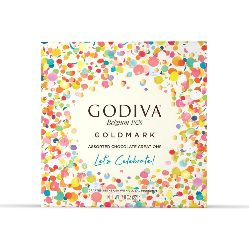 imageGodiva Chocolatier Limited Edition Goldmark Celebrations Assorted Cake Inspired Chocolate Gift Box for Birthday Thank You Anniversary Congratulations Gift Basket Milk and Dark Chocolate 18pc