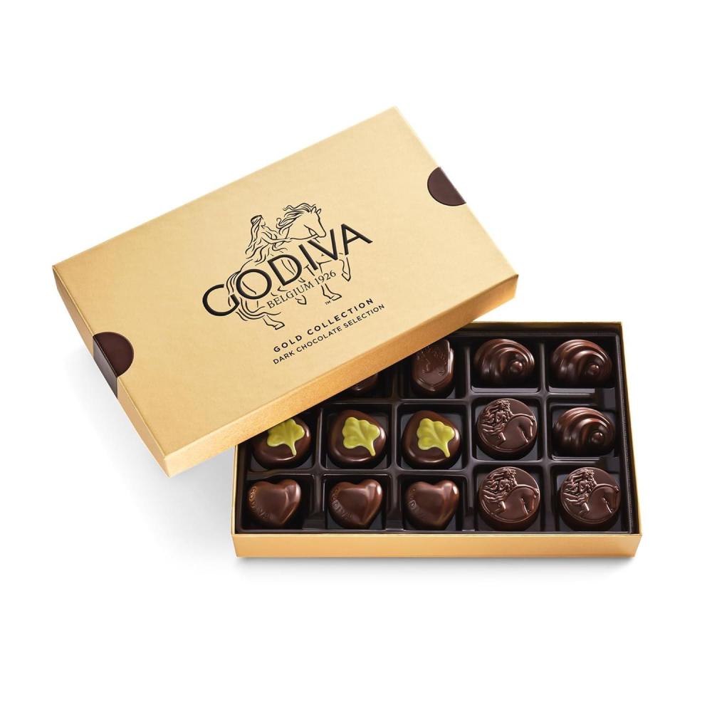 imageGodiva Gold Assorted Chocolate Gift Box Belgian Dark and Milk Chocolates with Pralins Ganaches amp Caramels Gourmet Gift for Birthdays Holidays Kosher 15 PcDark Chocolate