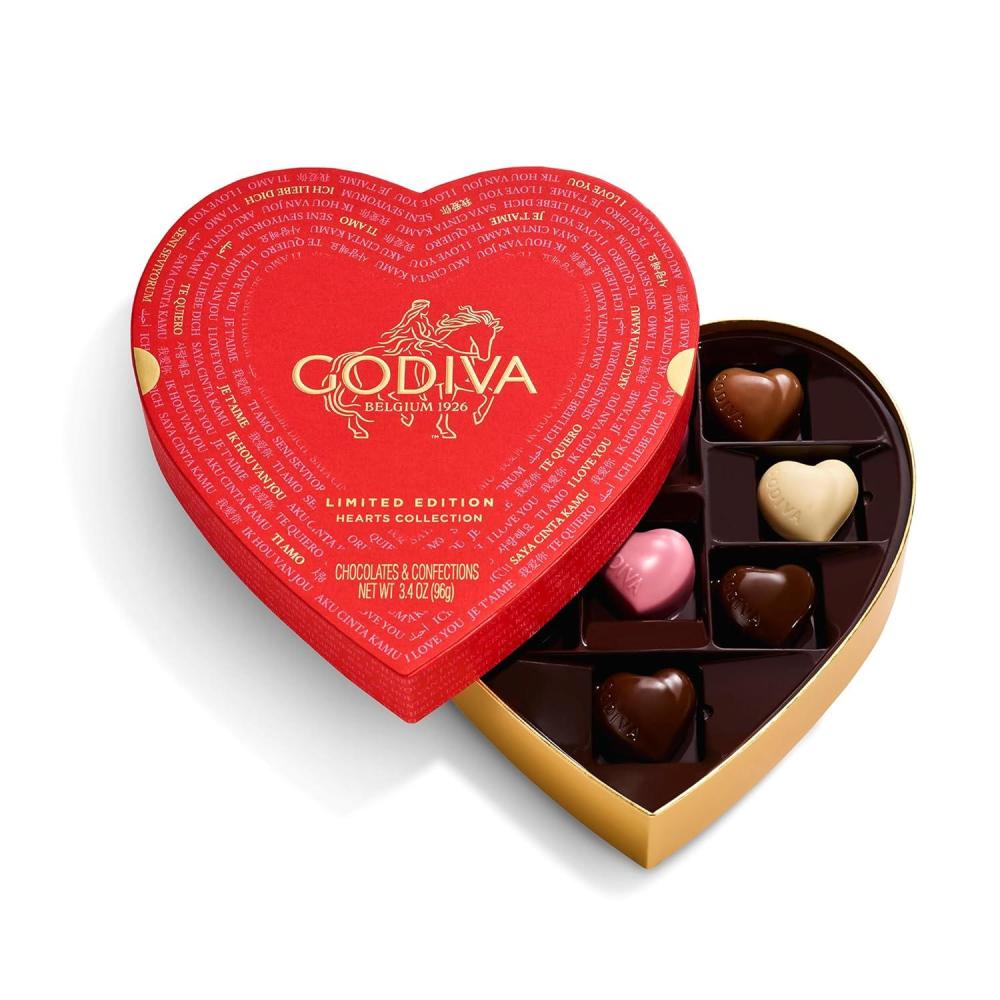 imageGodiva Gold Heart Belgian Chocolate Box Assorted Chocolates with Ganache and Pralins Elegant Valentines Day Gift for Her 9 PcAssorted Chcocolate