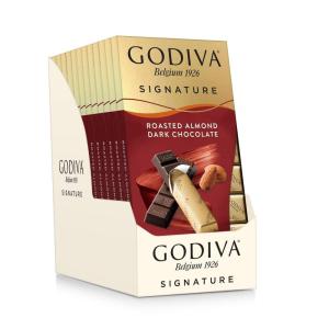 Godiva Chocolatier Chocolate Signature Mini Bars,72% Cacao Dark, 3.1 Ounce (Pack of 12)(Roasted Almond Dark Chocolate)