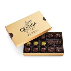 Godiva Gold Assorted Chocolate Gift Box, Belgian Dark and Milk Chocolates with Pralinés, Ganaches & Caramels, Gourmet Gift for Birthdays, Holidays, Kosher, 15 Pc(Dark Chocolate)