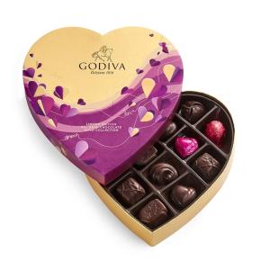 Godiva Gold Heart Belgian Chocolate Box, Assorted Chocolates with Ganache and Pralinés, Elegant Valentine’s Day Gift for Her, 9 Pc(Dark Chocolate)