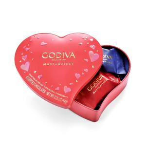 Godiva Masterpiece Heart Chocolate Gift Tin, Assorted Milk & Dark Chocolate with Ganache & Caramel, Valentine’s Day Keepsake Gift for Her, 20pc(Assorted Chcocolate)