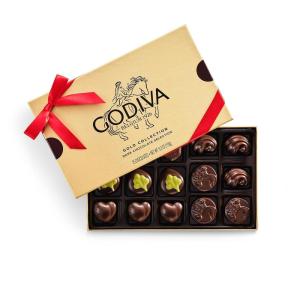 Godiva Red Ribbon Gold Assorted Chocolate Gift Box, Belgian Dark and Milk Chocolates with Pralinés, Ganaches & Caramels, Gourmet Valentine’s Day Gift, Kosher, 8 Pc(Red Bow – Dark Chocolate)