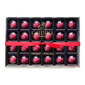 Godiva Red Ribbon Signature Truffle Gift Box, Belgian Dark and Milk Chocolates with Ganache Centers, Gourmet Valentine’s Day Gift, Kosher, 24 Pc(Chocolate Covered Cherries)