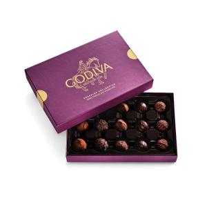 Godiva Signature Truffle Gift Box, Belgian Dark and Milk Chocolates with Ganache Center, Gourmet Gift for Birthdays, Holidays, Kosher, 24 Pc(Dark Chocolate)