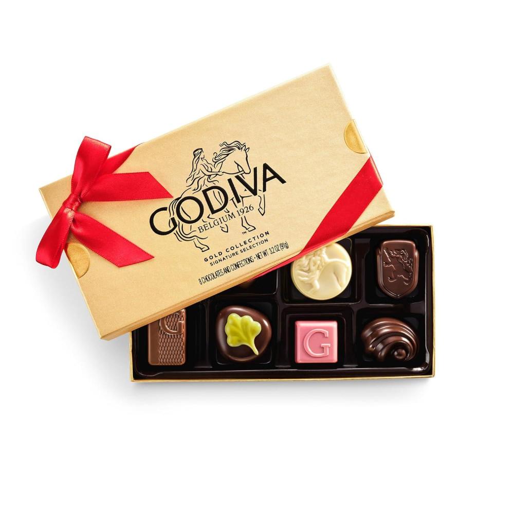 imageGodiva Red Ribbon Gold Milk Chocolate Gift Box Belgian Milk Chocolates with Ganaches Pralins amp Caramels Gourmet Valentines Day Gift Kosher 15 PcRed Ribbon  Assorted