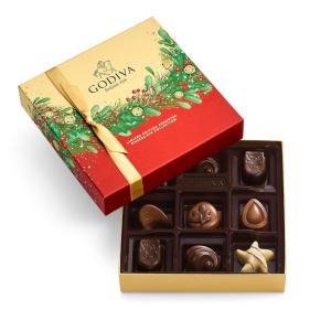 Godiva Holiday Masterpiece Gift Tin, Assorted Milk & Dark Chocolates with Ganache and Caramel, Gourmet Christmas Gift, Kosher & Halal, 50 Pc(Chocolate)