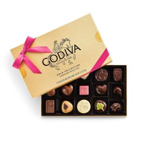 Godiva Gold Assorted Chocolate Gift Box, Belgian Dark & Milk Chocolates with Pralinés, Ganaches & Caramels, Gourmet Gift for Mother’s Day, Kosher, Azalea Pink Ribbon, 30 Pc(15 Pieces)