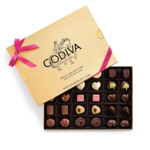Godiva Gold Assorted Chocolate Gift Box, Belgian Dark & Milk Chocolates with Pralinés, Ganaches & Caramels, Gourmet Gift for Mother’s Day, Kosher, Azalea Pink Ribbon, 30 Pc(30 Pieces)