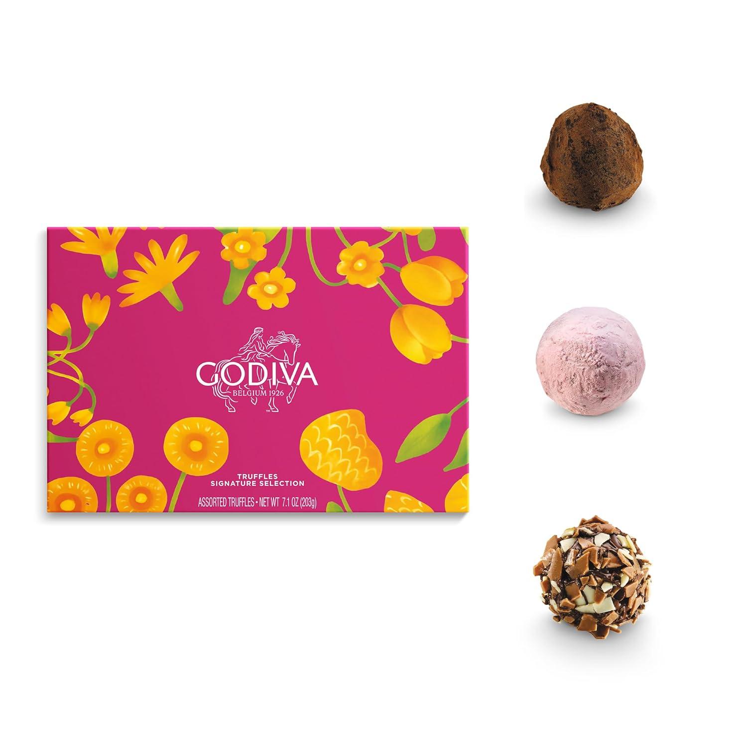 imageGodiva Signature Truffles Limited Edition Spring Gift Box Belgian Dark amp Milk Chocolates with Ganache Centers Gourmet Mothers Day Chocolate Gifts Kosher 15 Pc15 Pieces
