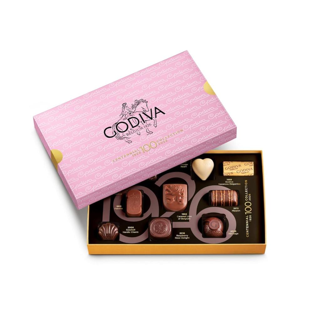 imageGodiva Centennial Collection Chocolate Gift Box Limited Edition Belgian Dark amp Milk Chocolates Assortment 100th Anniversary Vintage Design Kosher 10 Pc