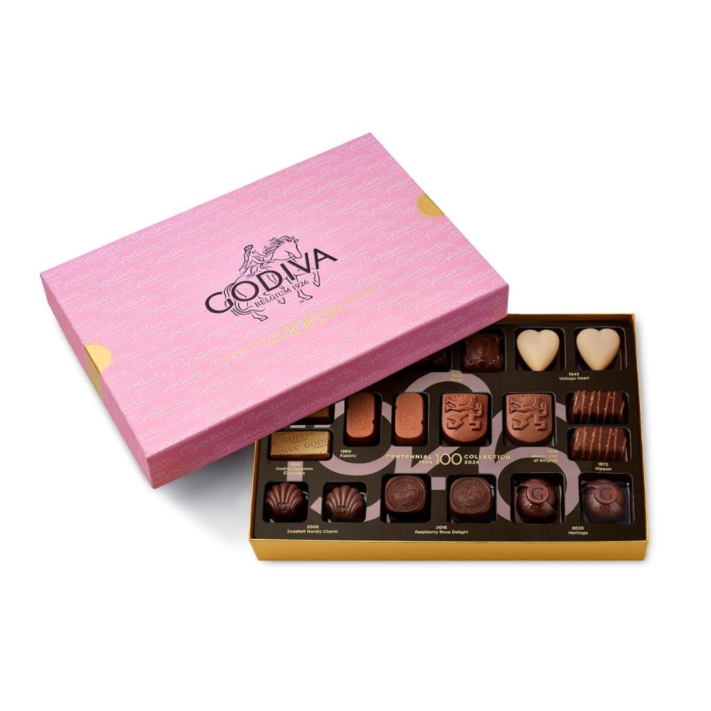 imageGodiva Centennial Collection Chocolate Gift Box Limited Edition Belgian Dark amp Milk Chocolates Assortment 100th Anniversary Vintage Design Kosher 20 Pc