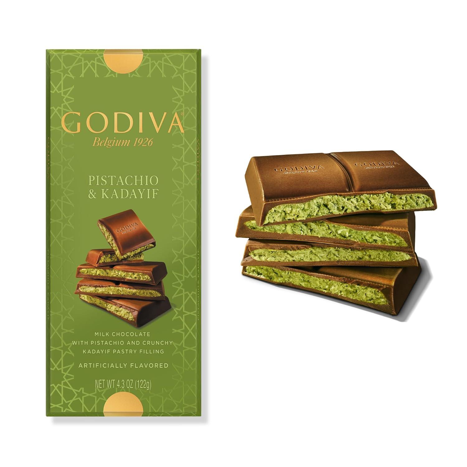 imageGodiva Dubai Style Milk Chocolate Bar Gourmet Chocolate with Creamy Pistachio Filling amp Crispy Kadayif Premium Chocolate Gift for Mothers Day 122g Pack of 2Milk Chocolate