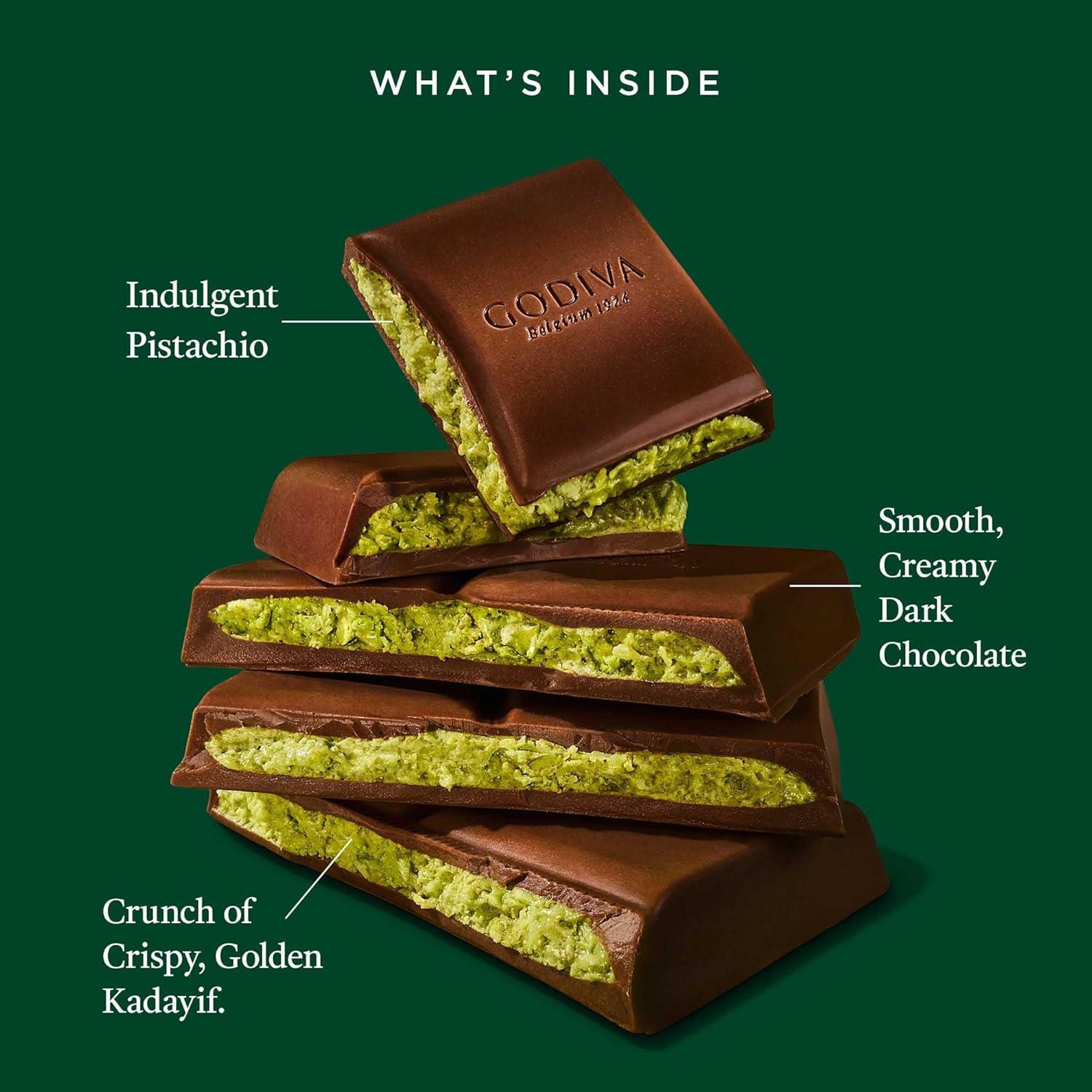 imageGodiva Dubai Style Milk Chocolate Bar Gourmet Chocolate with Creamy Pistachio Filling amp Crispy Kadayif Premium Chocolate Gift for Mothers Day 122g Pack of 2Dark Chocolate