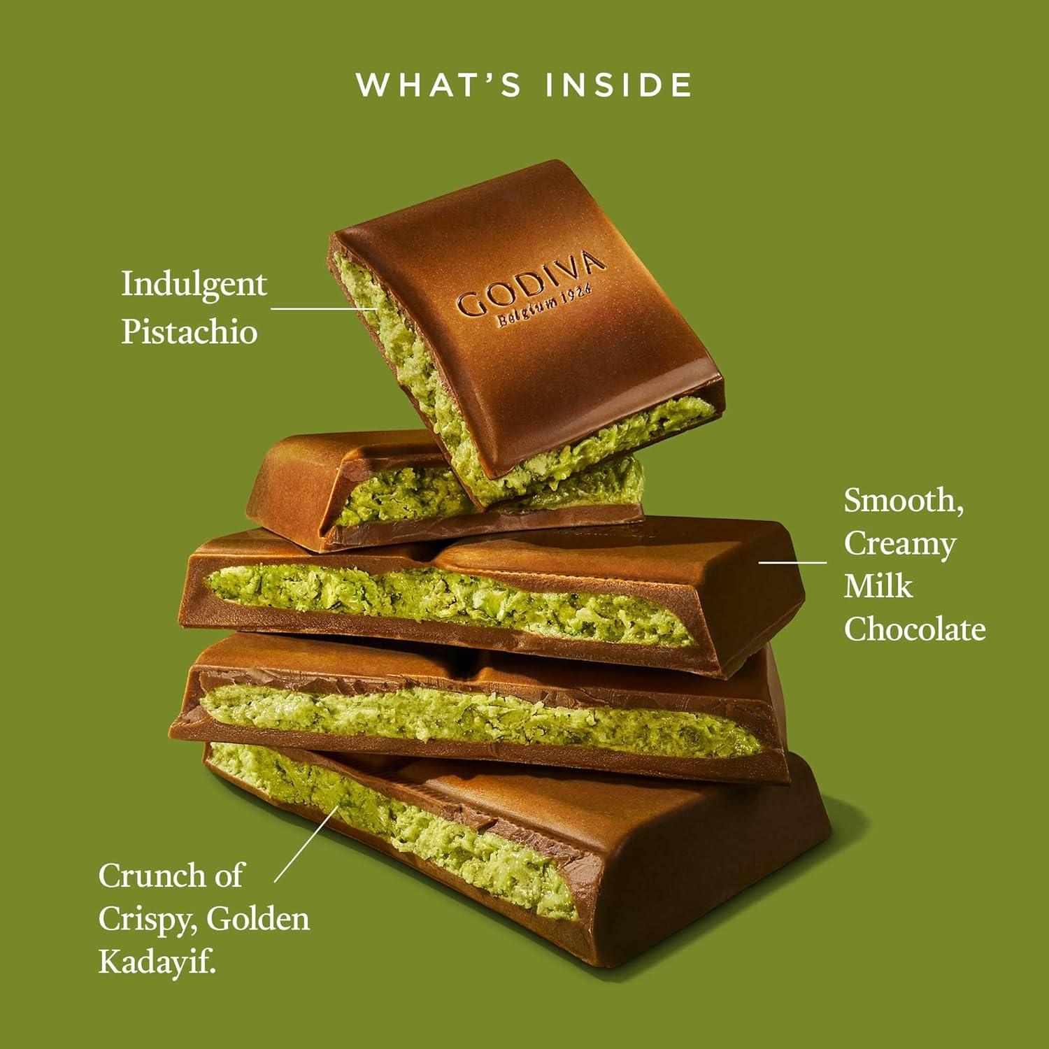 imageGodiva Dubai Style Milk Chocolate Bar Gourmet Chocolate with Creamy Pistachio Filling amp Crispy Kadayif Premium Chocolate Gift for Mothers Day 122g Pack of 2Milk Chocolate