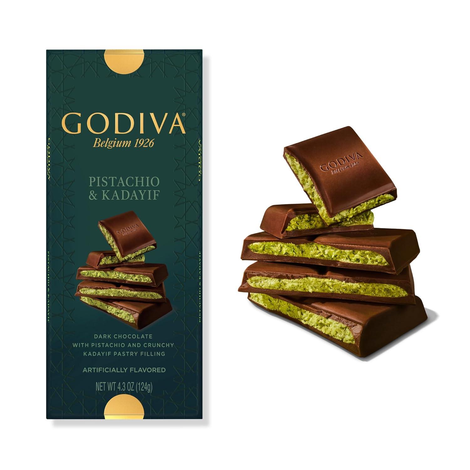 imageGodiva Dubai Style Milk Chocolate Bar Gourmet Chocolate with Creamy Pistachio Filling amp Crispy Kadayif Premium Chocolate Gift for Mothers Day 122g Pack of 2Dark Chocolate