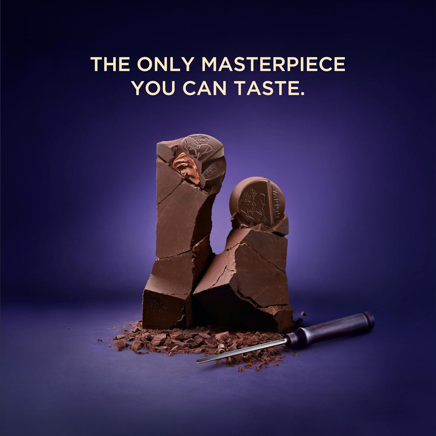imageGodiva Masterpiece Dark Chocolate Bags Individually Wrapped with Caramel Center Gourmet Gift for Birthday Holiday Kosher Halal 4oz Pack of 6Dark Chocolate Ganache
