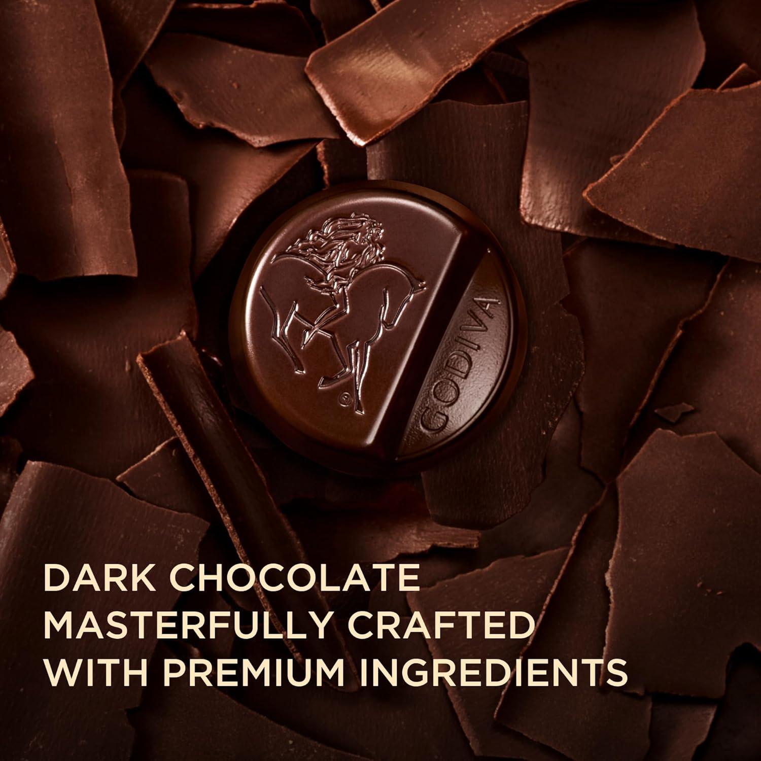 imageGodiva Masterpiece Dark Chocolate Bags Individually Wrapped with Caramel Center Gourmet Gift for Birthday Holiday Kosher Halal 4oz Pack of 6Dark Chocolate Ganache