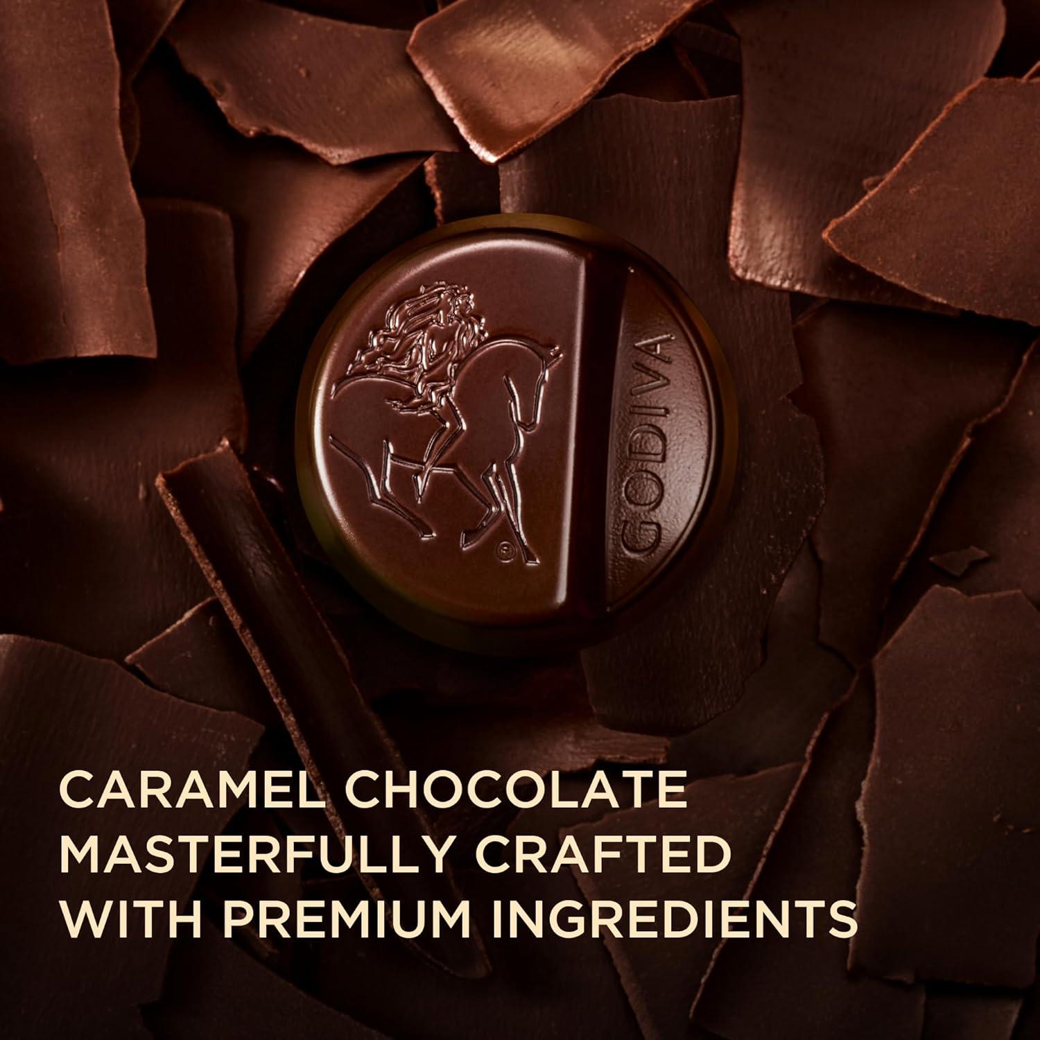 imageGodiva Masterpiece Dark Chocolate Bags Individually Wrapped with Caramel Center Gourmet Gift for Birthday Holiday Kosher Halal 4oz Pack of 6Dark Chocolate Caramel