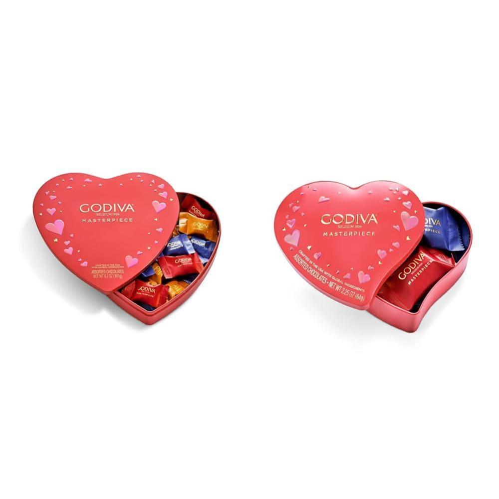 imageGodiva Chocolate Assorted Masterpiece Heart Tin 20 Pc  Assorted Masterpiece Heart Tin 7 Pc Mothers Day Bundle