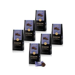 Godiva Masterpiece Dark Chocolate Bags, Individually Wrapped with Caramel Center, Gourmet Gift for Birthday, Holiday, Kosher, Halal, 4oz, Pack of 6(Dark Chocolate Ganache)